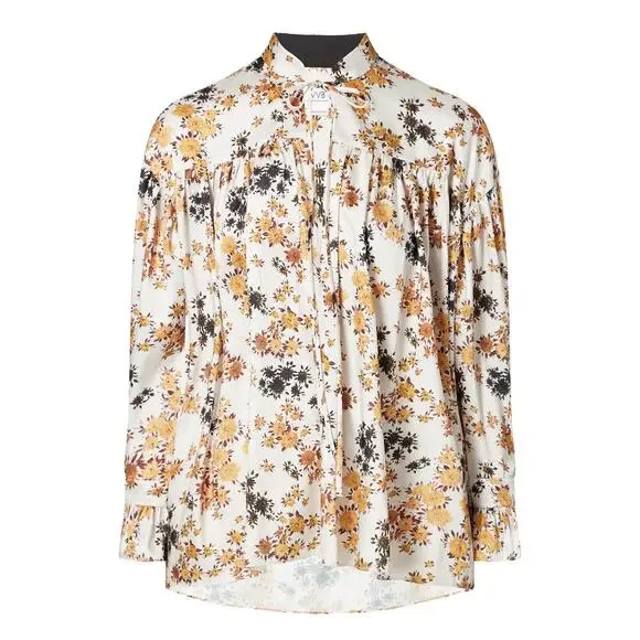 Victoria Victoria Beckham Floral Poly Twill Blouse Large - Picture 1 of 5